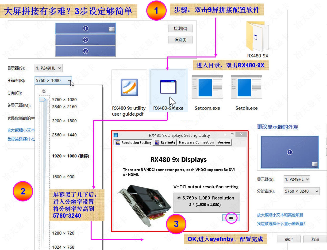 RX480 9X 9 monitors hydra screens user setup guide