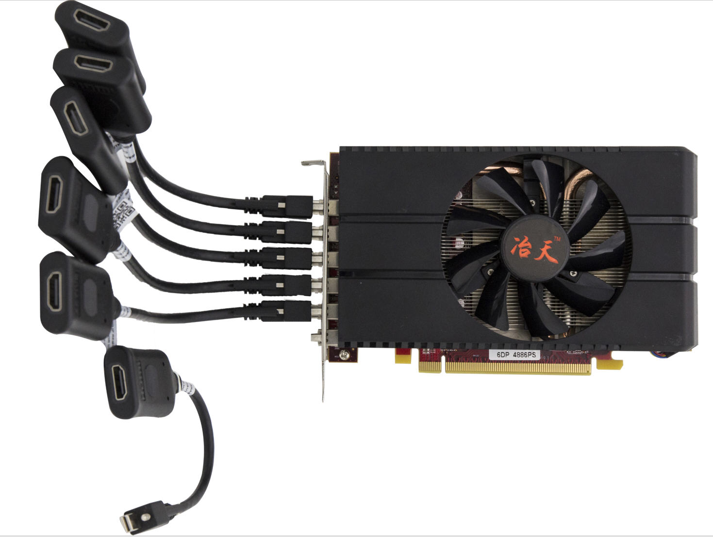 8G冶天4886PS多屏拼接1拖6联屏6DP分屏显示EDID抓屏RX480绿色2304SP