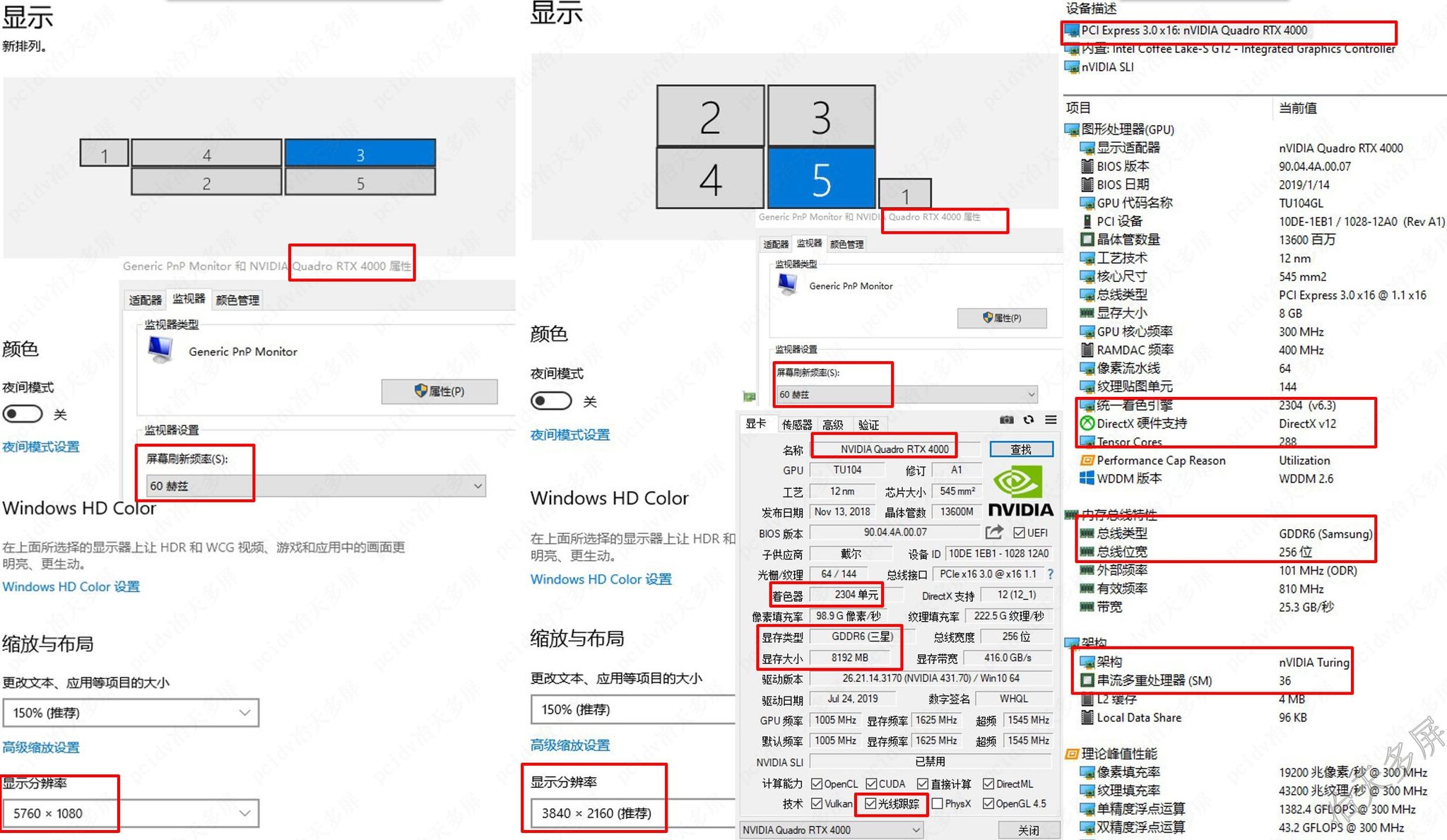 RTX4000实测GPUZ参数多屏分辨率截图